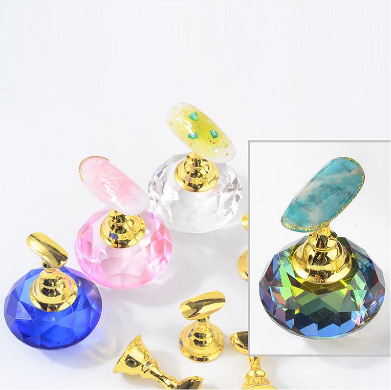 1Set Magnetic Nail Holder Practice Training Display Stand Acrylic Crystal Holders Alloy False Nail Tip Salon DIY Manicure Tools