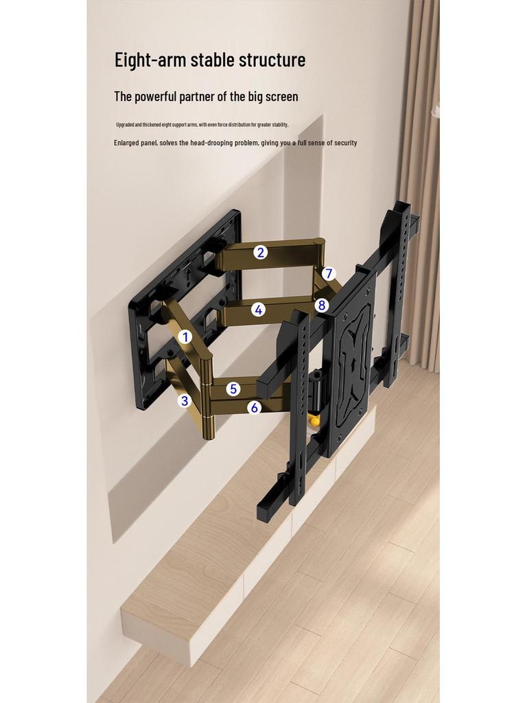 Ультратонкий поворотный настенный кронштейн для телевизоров 32-110 дюймов: Подвижный, Выдвижной, Устойчивый, Сверхпрочный