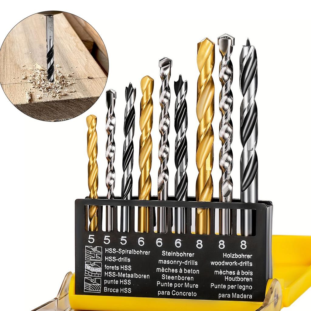 Набор из 9 профессиональных сверл по камню для стекла/кирпича/пластика/цемента/дерева/плитки и т. д., наконечник сверла из карбида промышленного назначения