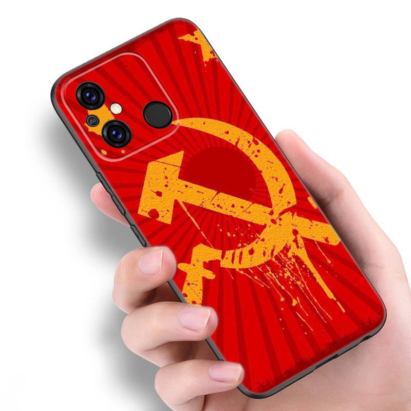 Черный чехол для телефона с изображением флага СССР для Xiaomi Redmi 11 Prime 11A 12C 13C A1 A2 + 12 4G 10 5G 8A 9A 10A 9C 10C 9i 12R Note 9T