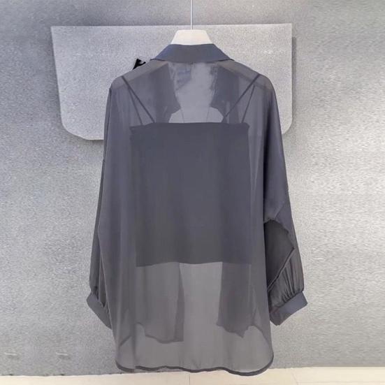 Женская рубашка весна-лето, прозрачная летняя рубашка, свободная рубашка большого размера