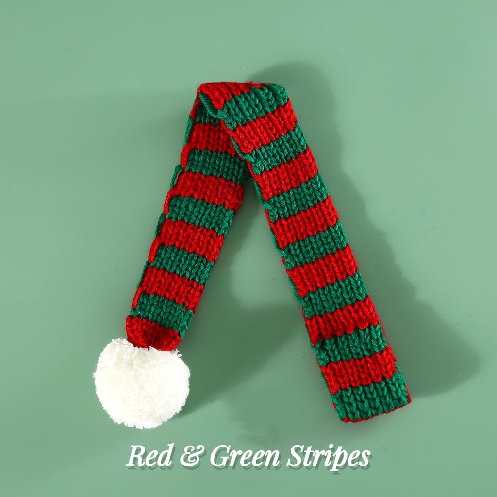 Knitted Striped Pet Christmas Scarf For Cats, Dogs, Rabbits, Wool Ball, Thickened Warm Scarf