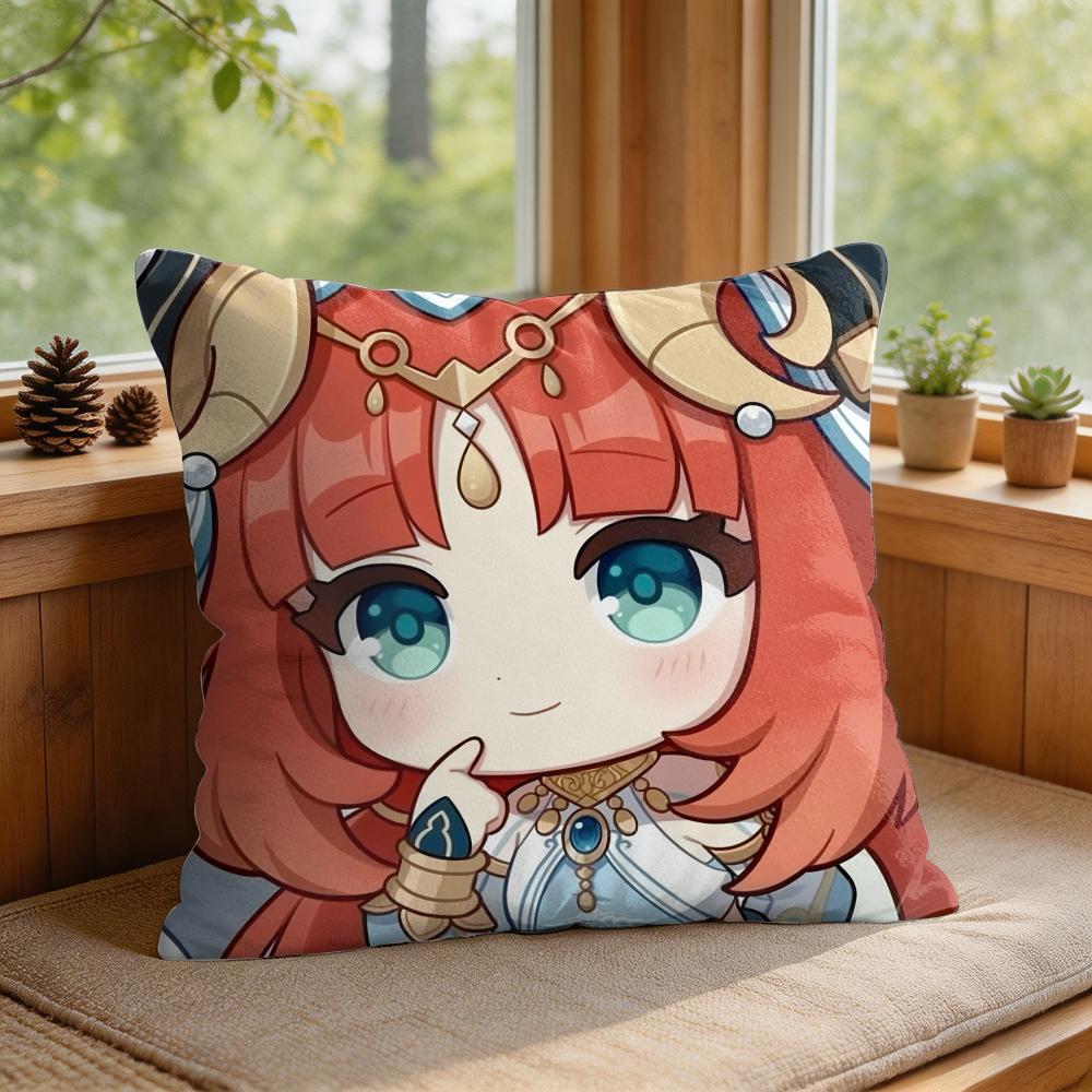 Nilou Cute Genshin Impact Cushion Cover Square Short Plush Pillow Case Living Room Sofa Home Decor Funda X