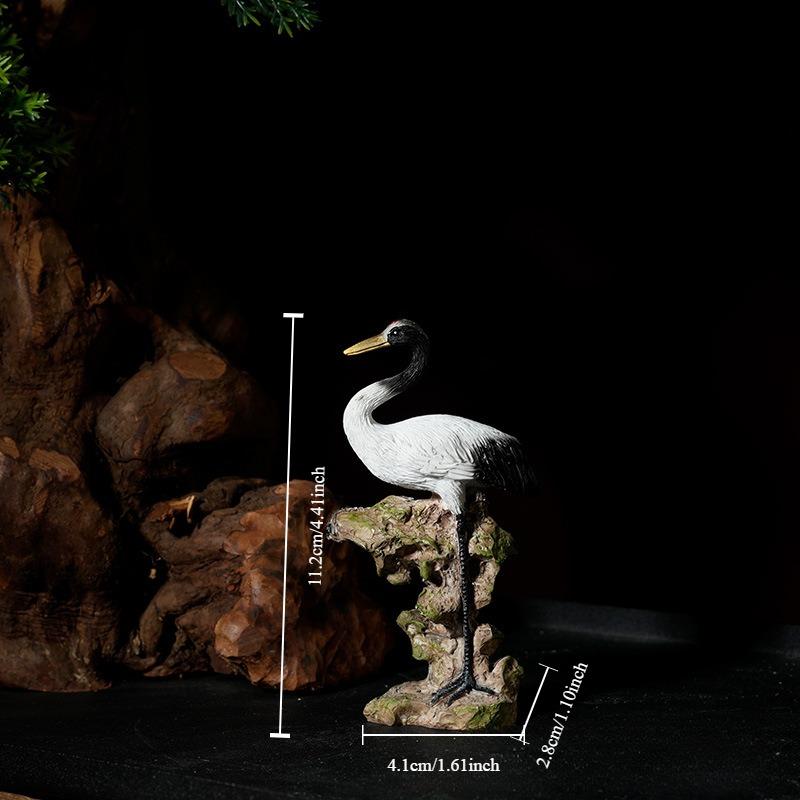 Миниатюрный венценосный журавль, статуэтка журавля, китайская статуэтка птицы из смолы для сада фей, украшение для аквариума, бонсай, ландшафтный декор для дома