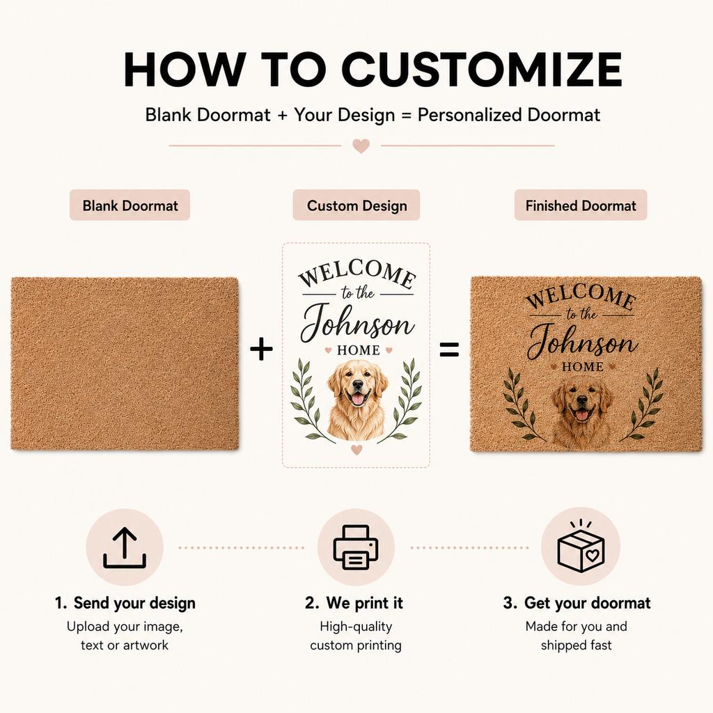 Coir Door Mat Personalized Farmhouse Welcome Print Non Slip Community Entry Rug Home Decor Housewarming Gift
