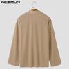 INCERUN Men Spring Long Sleeve Bow Tie Knitted Tops Lapel Loose Pullovers
