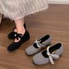Fashion Temperament French Retro Thick Heel Light Mouth Single Shoes Women's 2025 New Spring and Autumn Bow Versatile Mary Jane Shoes
