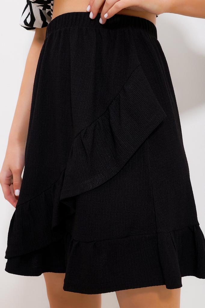 Women's Skirt New Season Fashion Brown Waist Elastic Skirt Flounce Skirt