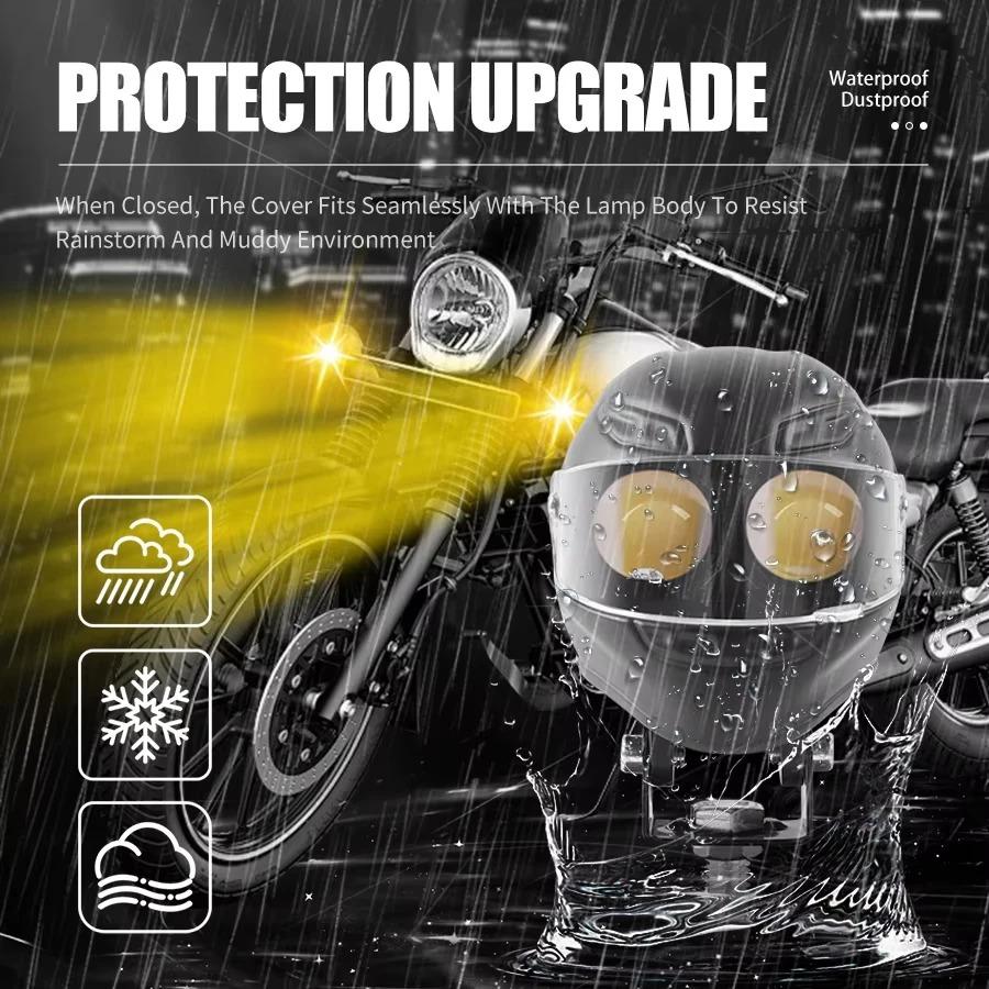 1PCS Motorcycle Car LED Headlight Modified Light Helmet Spotlights Dual Eye White Yellow 12V Electric Vehicle Truck Motorbike