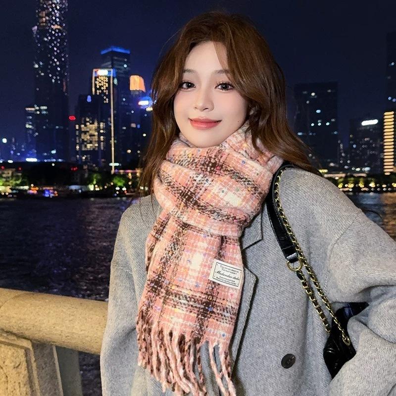 Retro fashionable brown leopard print scarf autumn and winter decoration with large version long scarf thickened warm shawl