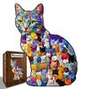 Кошачья головоломка Цветной котенок Неправильная сборка Игрушка Растегивающаяся Деревянная Особой формы Головоломка