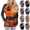 Women's Fashion Casual Round Neck  Print Long Sleeve Pocket T-Shirt Top