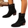 Fashion Suede High Heels Chelsea Ankle Boots Woman Beaded Trend Pointed Toe Shoes Woman New Winter Gladiaotr Chunky Fashion Botas Pumps