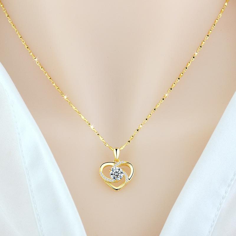 1PC Love Pendant Simple Light Luxury Neck Chain Internet Celebrity Collarbone Chain Versatile Jewelry