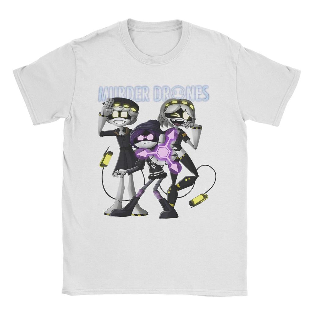 Murder Drones N and Uzi TShirts for Men Vintage Pure Cotton Tee Shirt Round Collar Short Sleeve T Shirt Big Size Clothing