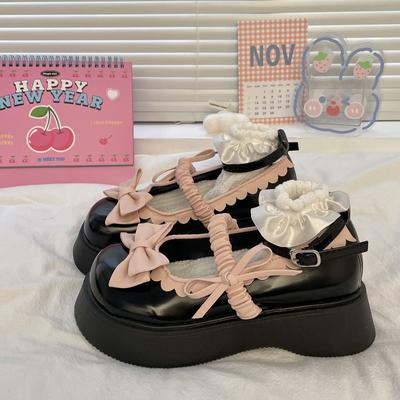 Женские модные лоферы на платформе, разноцветные туфли на массивном высоком каблуке с розовым бантом, туфли Мэри Джейн, женские туфли из лакированной кожи с ремешком на щиколотке