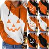 Women's Casual Fashion Halloween Print Long Sleeve Pullover Hooded Top