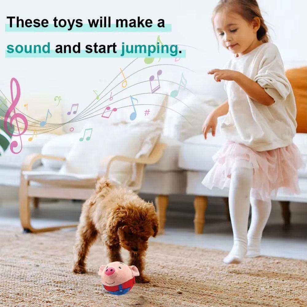USB Rechargeable Bouncing Jump Balls Music Vibration Dog Chewing Moving Plush Toy Newborn Toddler