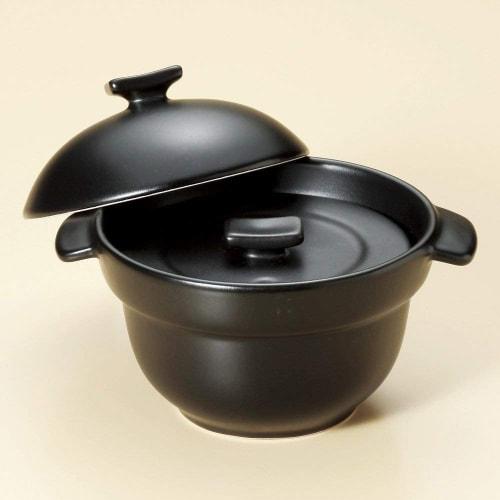 Banko ware rice cooker, 1-cup capacity, earthenware pot with double lid, microwave safe