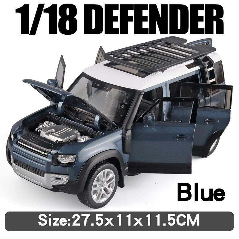 Large 1/18 Land Rover Defender Range Rover SUV Off-road Alloy Model Car Die-cast Vehicle Collection Sound and Light Pull Back Boy Toy Children's Gift