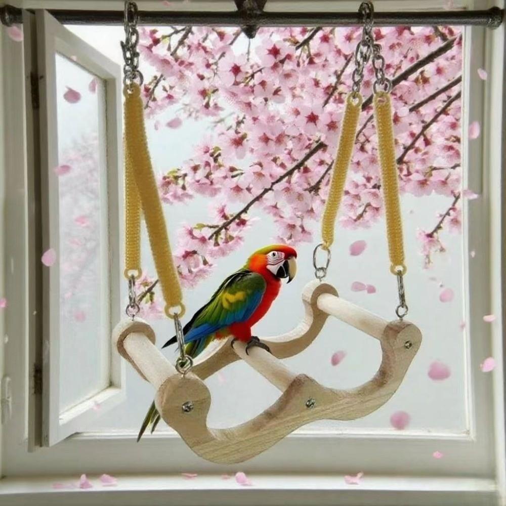 Wear Resistant Wood Bird Swing Chew-resistant Parrot Play Rack Bird Training Stand Bird Enrichment