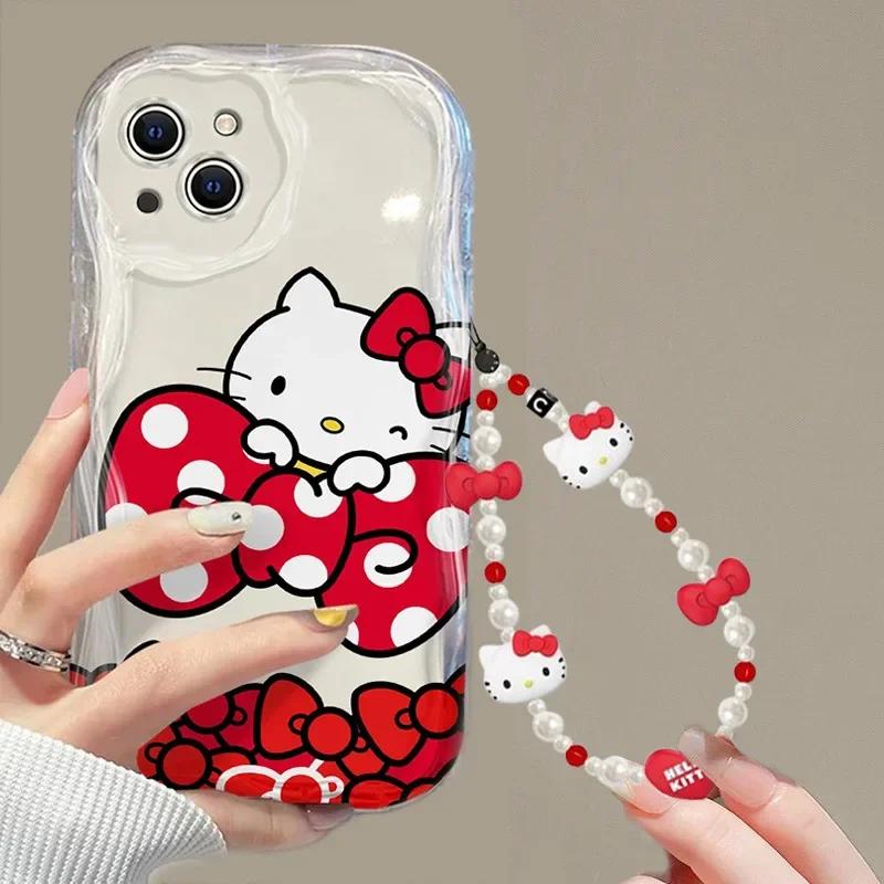 Hello Kitty Chain Case For Iphone 17 Pro Max 17 Air 16 15 14 13 12 11 Pro Max 16e 16 Plus 12 13 Mini Phone Casing Soft Cute INS