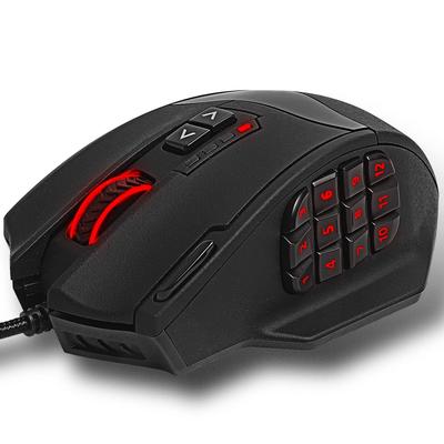 Игровая проводная мышь RED SAMURAI, 16400 точек на дюйм, 1000 Гц, 18 программируемых кнопок, боковые кнопки, регулировка веса, стабильный хват, подсветка, настраиваемое программирование