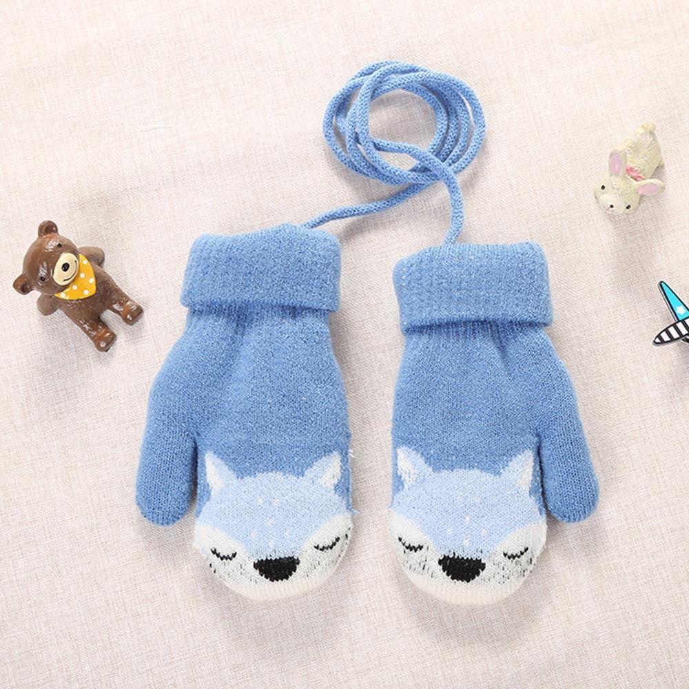 Baby Boys Girls Plush Soft Cute Knitted Mittens Thick Warm Kids Gloves