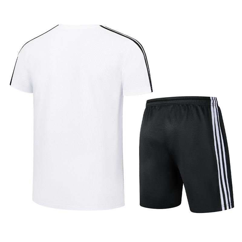 Модный мужской спортивный костюм с тремя полосками для отдыха на природе, большой размер, для путешествий, групповая покупка, шорты с коротким рукавом, комплект из двух предметов