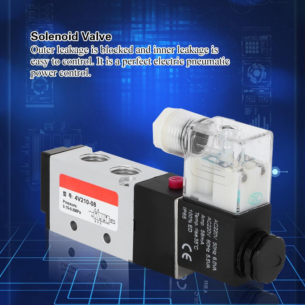 2 Position 5 Way Aluminum Alloy Pneumatic Solenoid Valve Pneumatic Piping Equipment (24V)