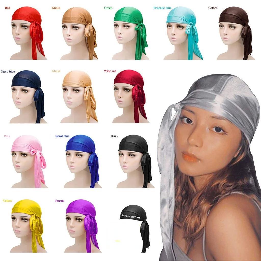 Имитация шелковистого Durag с длинным хвостом, пиратская шляпа, повязка на голову, тюрбан для детей, детская лента, эластичная шапка Baotou, ленты для волос, аксессуары