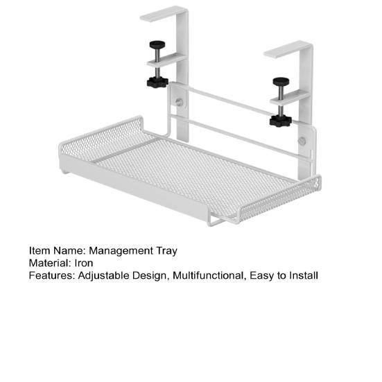Лоток для прокладки кабелей под столом, регулируемый удлинитель для компьютерного стола, Wi-Fi-маршрутизатор, держатель для проводов, органайзер, металлическая полка для хранения