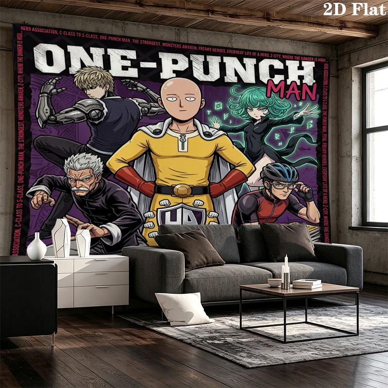 Настенный гобелен One-Punch Man Эстетичное настенное панно Печатная ткань Покрывало Декоративные гобелены Для спальни Гостиной Домашний декор