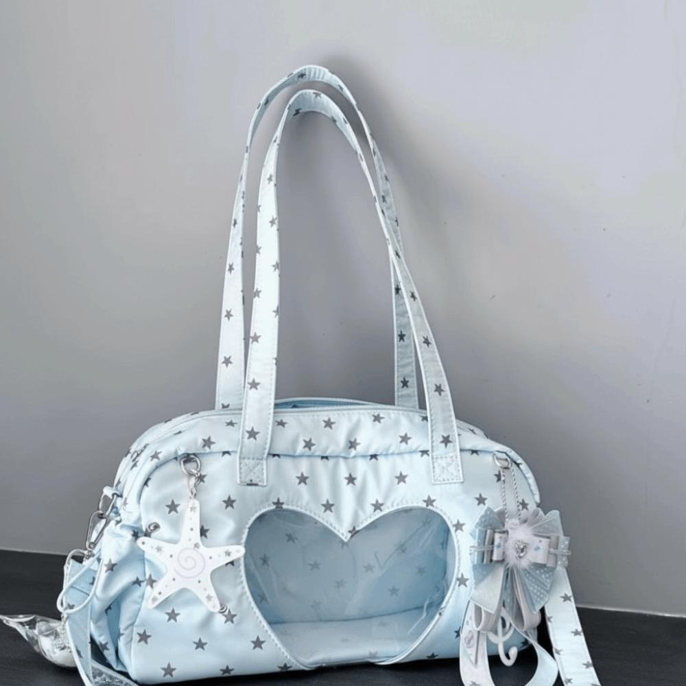 Sweet Lolita Handbag DIY Badge Display Transparent Shoulder Bag Star Print Ita Bag Anime Culture