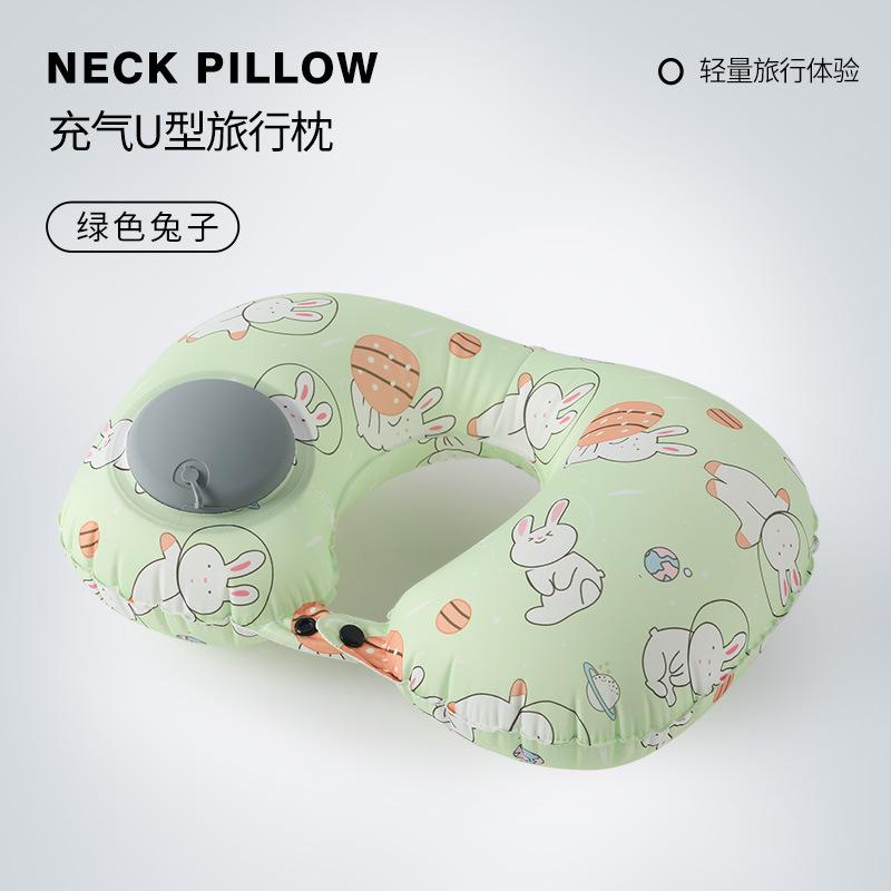 Travel portable neck pillow press inflatable pillow travel three treasures can store airplane pillows