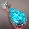 Tibetan Turquoise Gemstone Handmade 925 Sterling Silver Jewelry Pendant 2.17" AH-807