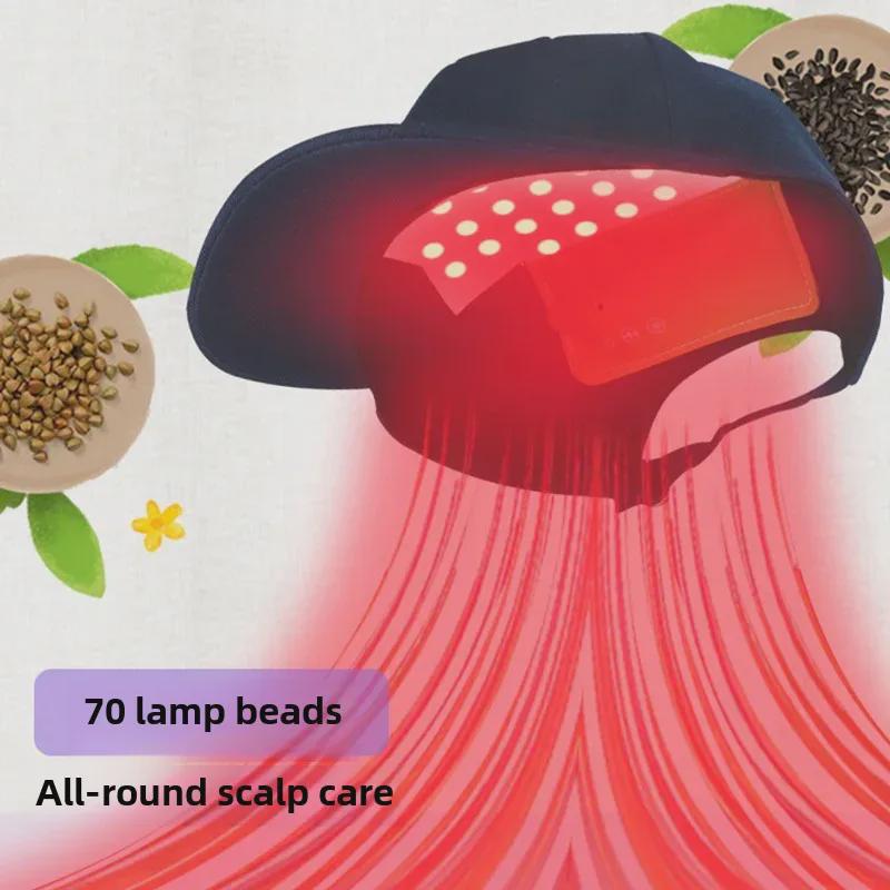 Портативная шапочка для ухода за волосами с 70 светодиодами красного и синего цвета для густых и крепких волос