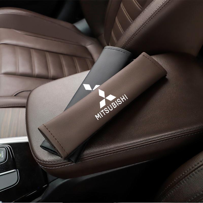 Car Pu Leather Seat Belt Shoulder Protection Set Interior Accessories For Mitsubishi Lancer Mirage ASX Pajero Ralliart Outlander