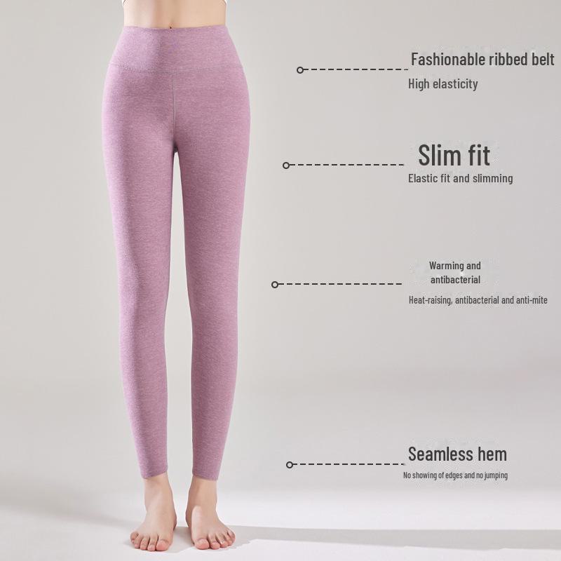 Женские шелковые термолеггинсы с высокой талией – брюки из шерсти и хлопка с бархатной подкладкой для осени и зимы