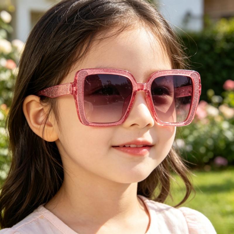 Children Ultraviolet Protection Square Sunglasses Glitter Decoration Fashion Girls Boys Outdoor Beach Sunscreen Sun Glasses