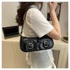 Double Pockets Pu Leather Shoulder Bag Y2k Zipper Handbag Fashion Women's Armpit Bag  Commuting