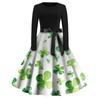 Women's Fashion Round Neck Casual Slim St Patrick's Day Printed Long Sleeve Dresses