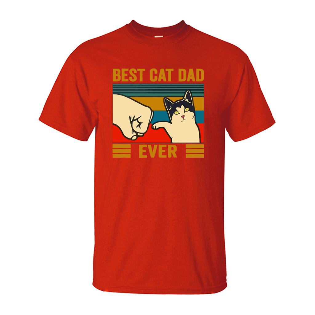 Best Cat Dad Ever Summer Men's T Shirt Cotton Short Sleeve Fashion Cute Streetwear Animal Cats Male Tops Casual Tshirt