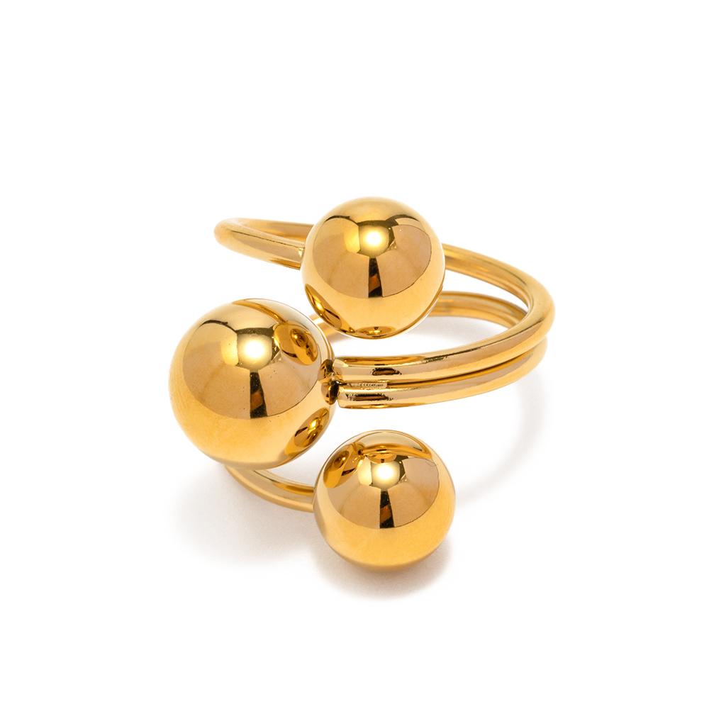 Yori Stainless Steel Creative Individualistic Ball Ring 2024 Colorfast Popular Party Personalized Exaggerated Charms Jewelry Wom