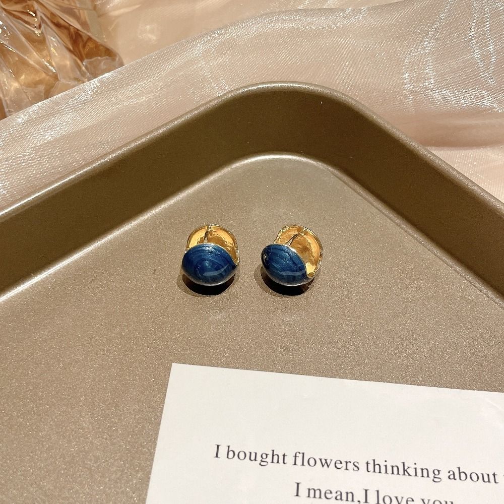 Серьги-гвоздики с пряжкой из медной эмали для женщин, серьги в корейском стиле