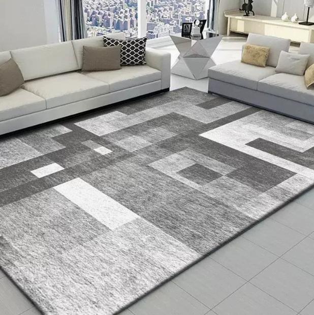 Modern Style Geometric Area Carpet Blue Gray Shadow Block Anti Slip Floor Mat Minimalist Living Room Home Decoration Carpet