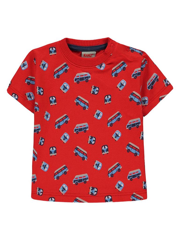 Chłopięcy Czerwony Wzorowany T-Shirt Kanz