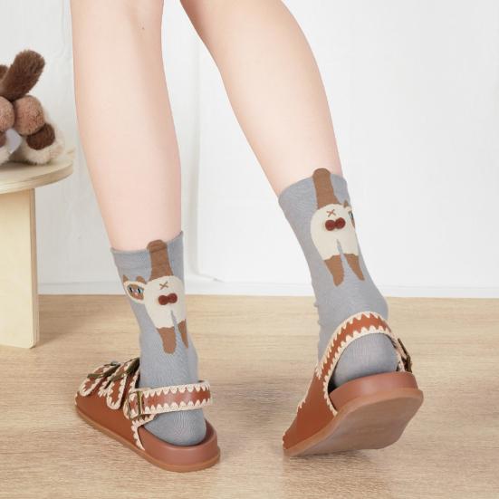 Cute Cat Socks with Balls Women's Cotton Novelty Animal Crew Socks 3D Fuzzy Balls Funny Cat Socks for Cat Lovers And Friends