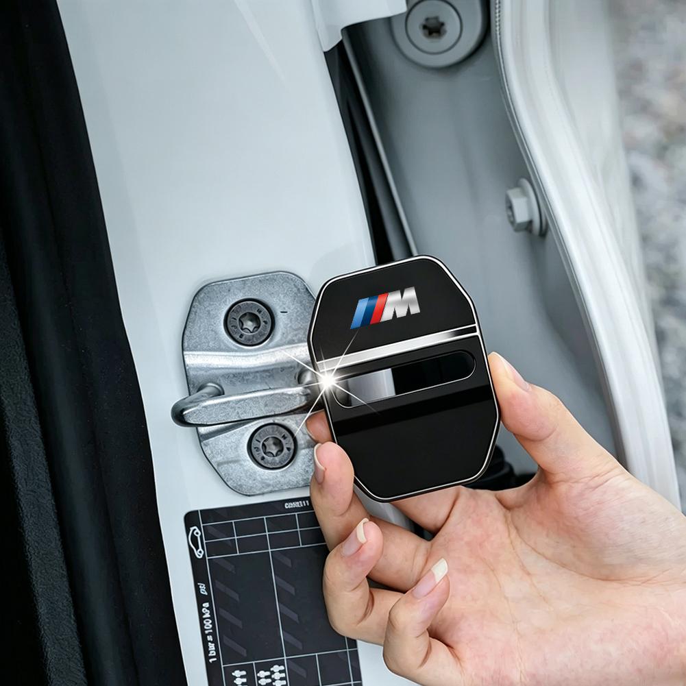 4Pcs Car Door Lock Latch Protector Stainless Steel Anti-rust Shock Absorbing Cover For BMW E90 G80 M3 G30 M5 F82 F83 F20 F21 G42 msvc59