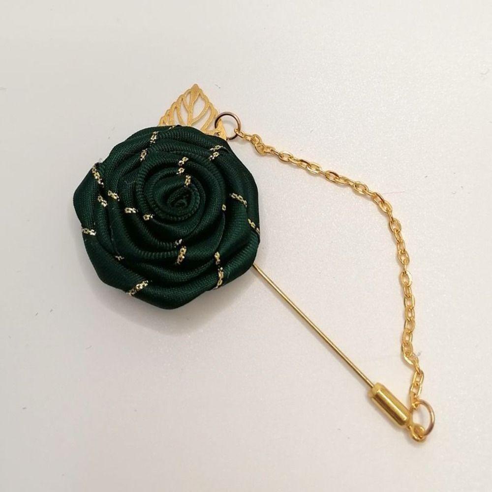 Brooch Zinc Zinc Alloy Personality Cloth Floral Badge Rose Collar Needle Leaf Lapel Decoration Men Corsage